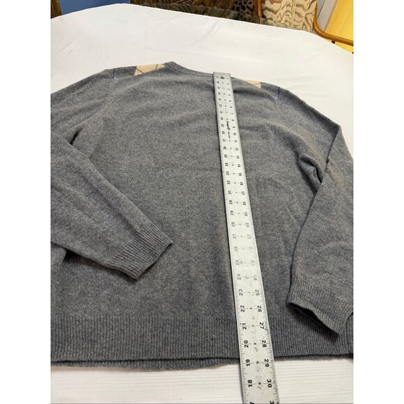 346 Brooks Brothers Scottish Lambswool Grey Argyle V Neck Sweater Size XL - Picture 10 of 10